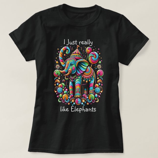 Vibrant Elephant Wearing a Whimsical Hat T-Shirt (Design Front)