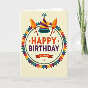 Vibrant Emblem Birthday Card