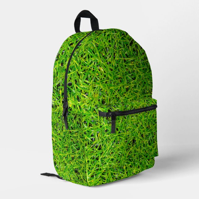 Vibrant Emerald Green Lawn Grass  Printed Backpack (Back Corner Left)