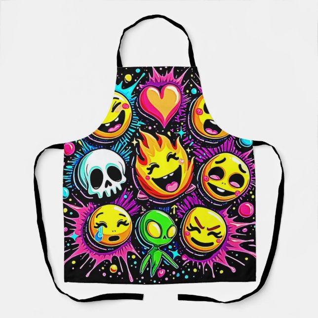 Vibrant Emoji Pop Art Apron (Front)