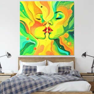 Vibrant Emotional Faces Abstract Canvas Print