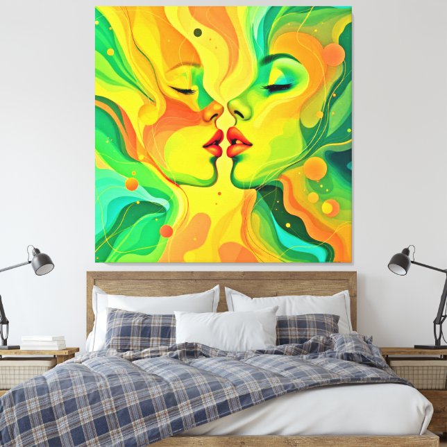 Vibrant Emotional Faces Abstract Canvas Print (Insitu(Bedroom))