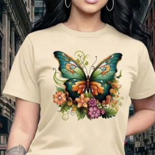 Vibrant Enchanted Butterfly & Floral Garden T-Shirt