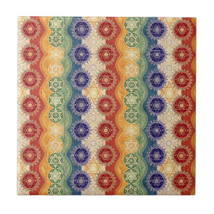 Vibrant Energy Chakra Mandala Design Pattern Art Tile