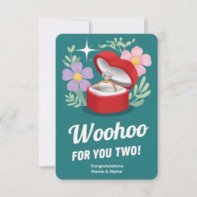 Vibrant Engagement Card with Red Heart Box  (Front)