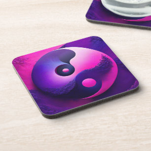 Vibrant Enlightenment Colourful Yin Yang Symbolism Coaster