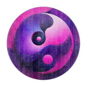 Vibrant Enlightenment Colourful Yin Yang Symbolism Cutting Board