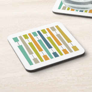 Vibrant Exclamation Points Geometric Midcentury Coaster