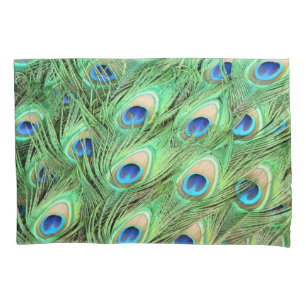 Vibrant Exotic Peacock Feathers Pillowcase
