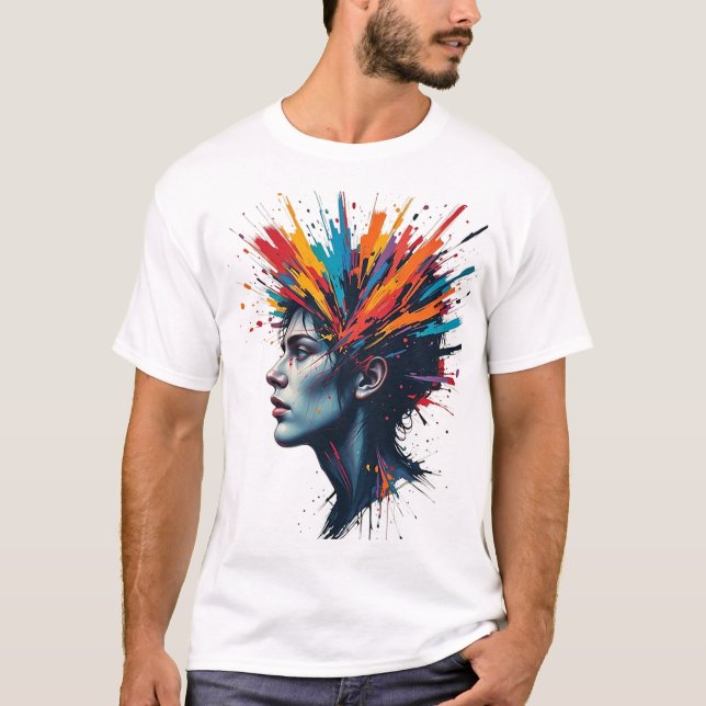 Vibrant Explosion of Colours Artistic T-Shirt Desi (Front)