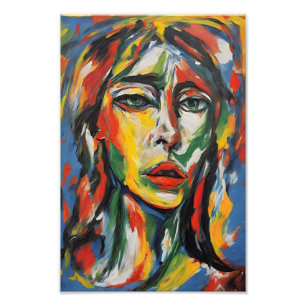 Vibrant Expressionist Abstract Woman Portrait Photo Print