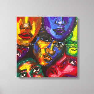 Vibrant Expressionist Faces Canvas Print