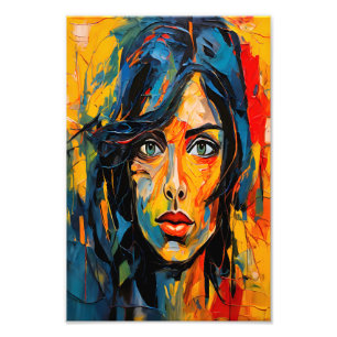 Vibrant Expressionist Portrait Bold Abstract Art Photo Print