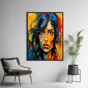 Vibrant Expressionist Portrait Bold Abstract Art Poster