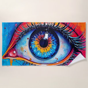 Vibrant Eye Soulful Vision Design Beach Towel