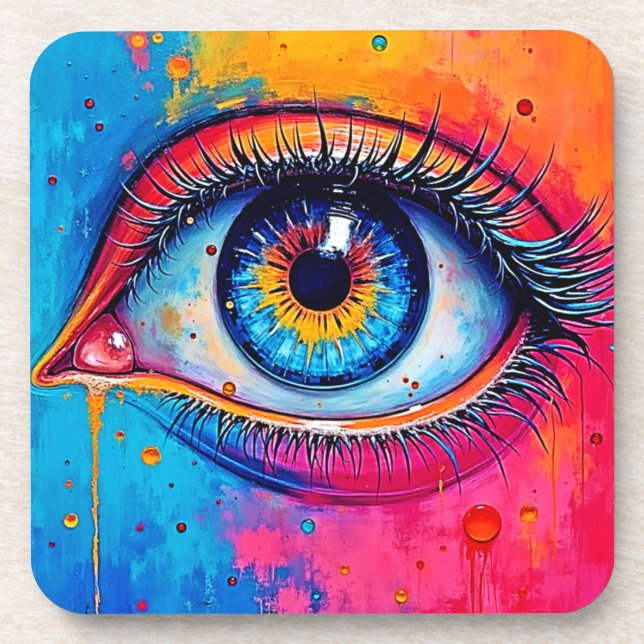Vibrant Eye Soulful Vision Design Coaster (Front)