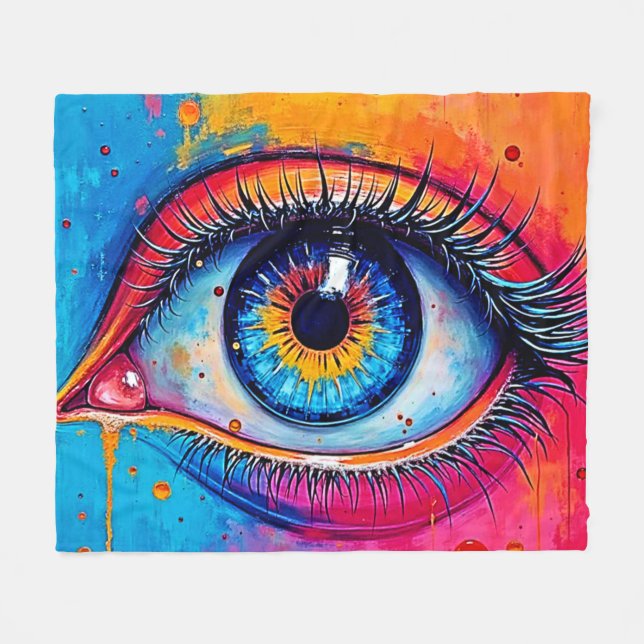 Vibrant Eye Soulful Vision Design Fleece Blanket (Front (Horizontal))