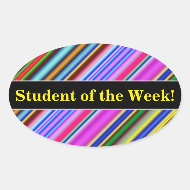 Vibrant & Eyecatching Multicolored Stripes Pattern Oval Sticker (Front)