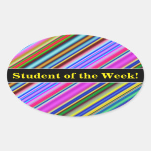 Vibrant & Eyecatching Multicolored Stripes Pattern Oval Sticker