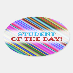 Vibrant & Eyecatching Multicolored Stripes Pattern Oval Sticker