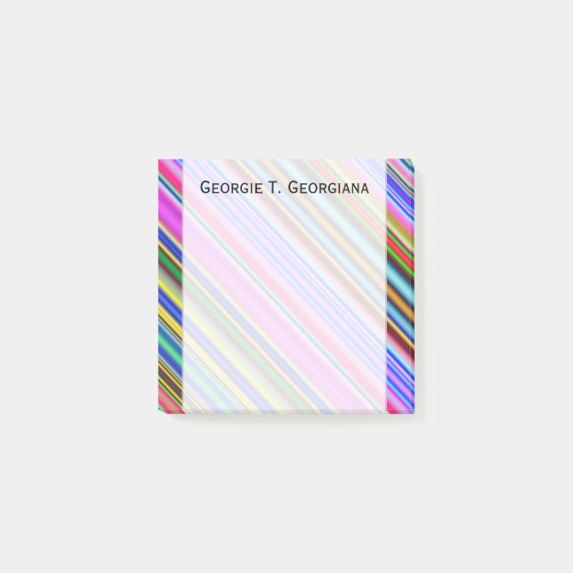 Vibrant & Eyecatching Multicolored Stripes Pattern Post-it Notes (Front)