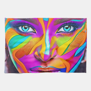 Vibrant Face Paint Art Tea Towel