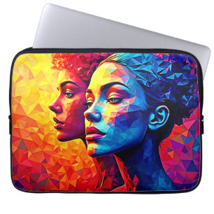 Vibrant Faces Mosaic Abstract Print Laptop Sleeve