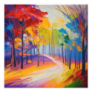 Vibrant Fall Foliage Landscape Art Photo Print