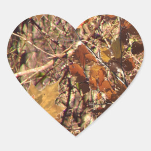 Vibrant Fall Forest Nature Camouflage Decor Heart Sticker