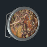 Vibrant Fall Forest Nature Camouflage Decor Oval Belt Buckle<br><div class="desc">A fine stylish custom gift idea in a vibrant fall season forest nature camouflage decor. Sounds good,  a great gift idea. You can customise it too,  just click on the blue "CUSTOMIZE IT!" button or link you see on this product page and add some text easily.</div>