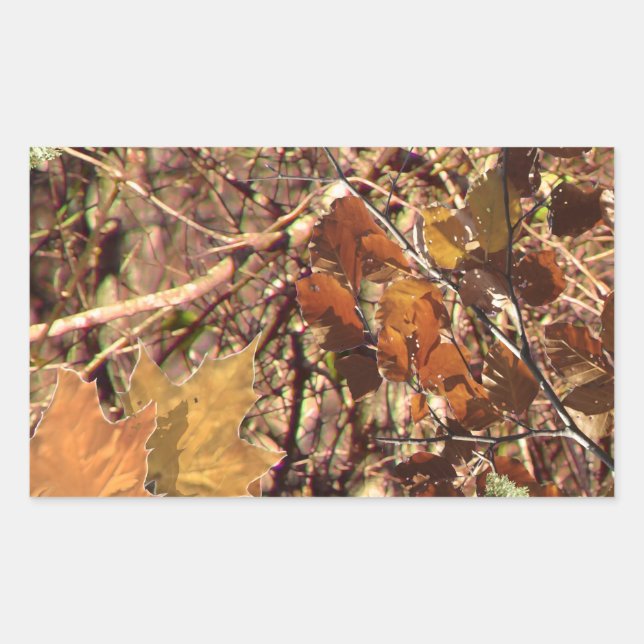 Vibrant Fall Forest Nature Camouflage Decor Rectangular Sticker (Front)