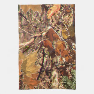 Vibrant Fall Forest Nature Camouflage Decor Tea Towel