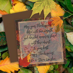 Vibrant Fall Leaves Family Greeting Thanksgiving Holiday Card