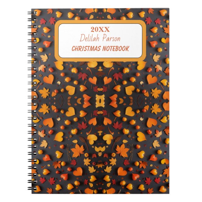 Vibrant Fall Leaves in Orange and Yellow Colours Notebook (Front)
