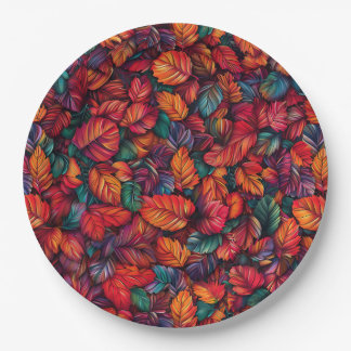 Vibrant Fall Leaves Paper Plate