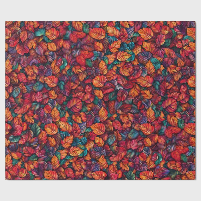 Vibrant Fall Leaves Wrapping Paper (Seam)