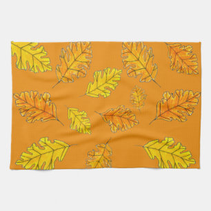 Vibrant Fall Oak Leaves Autumn Kitchen Towel