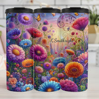Vibrant Fantasy Flower Meadow Sunset