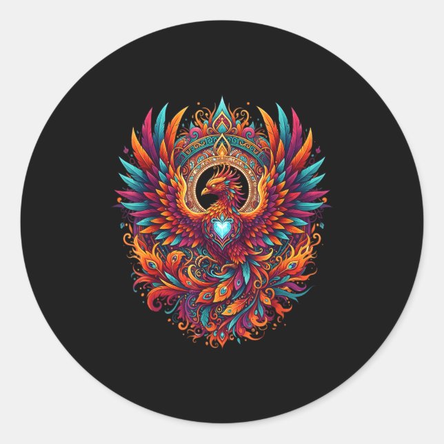 Vibrant Fantasy Pcute Ss Cute Ssnix Mythical Bird  Classic Round Sticker (Front)