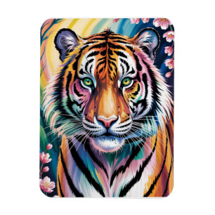 Vibrant Fantasy Tiger Portrait Exotic Magnet