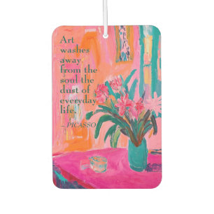 Vibrant Fauvist Vase of Pink Flowers Car Air Freshener
