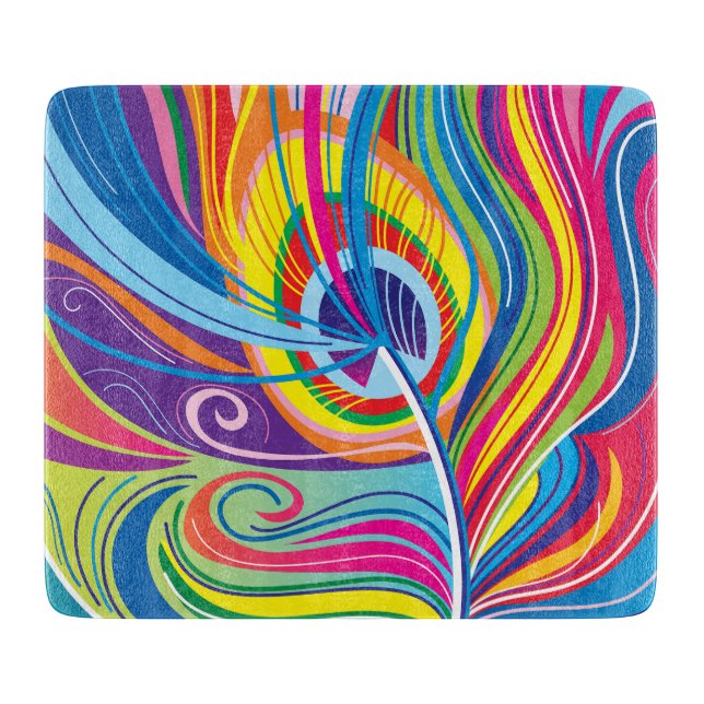 Vibrant Feather Breeze Cutting Board (Front)