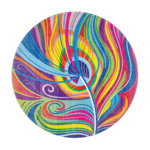 Vibrant Feather Breeze Cutting Board