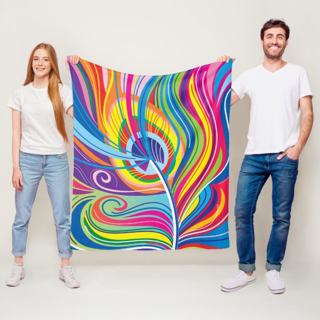 Vibrant Feather Breeze Fleece Blanket (In Situ)