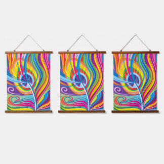Vibrant Feather Breeze Hanging Tapestry