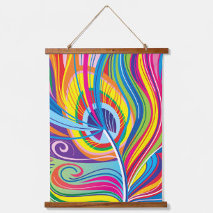 Vibrant Feather Breeze Hanging Tapestry