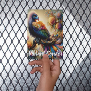 Vibrant Feathered Condor Perched Atop Tree Branch Postcard