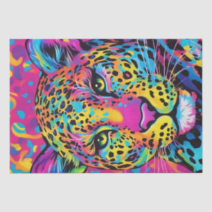 Vibrant Feline: Colourful Rainbow Leopard Decoupag Tissue Paper
