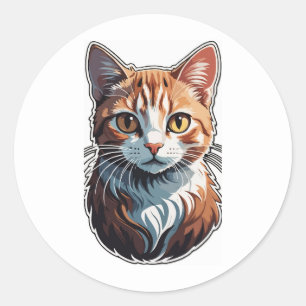 Vibrant Feline Majesty - Exquisite Cat Classic Round Sticker