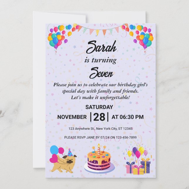 Vibrant & Festive Birthday Celebration Invite (Front)